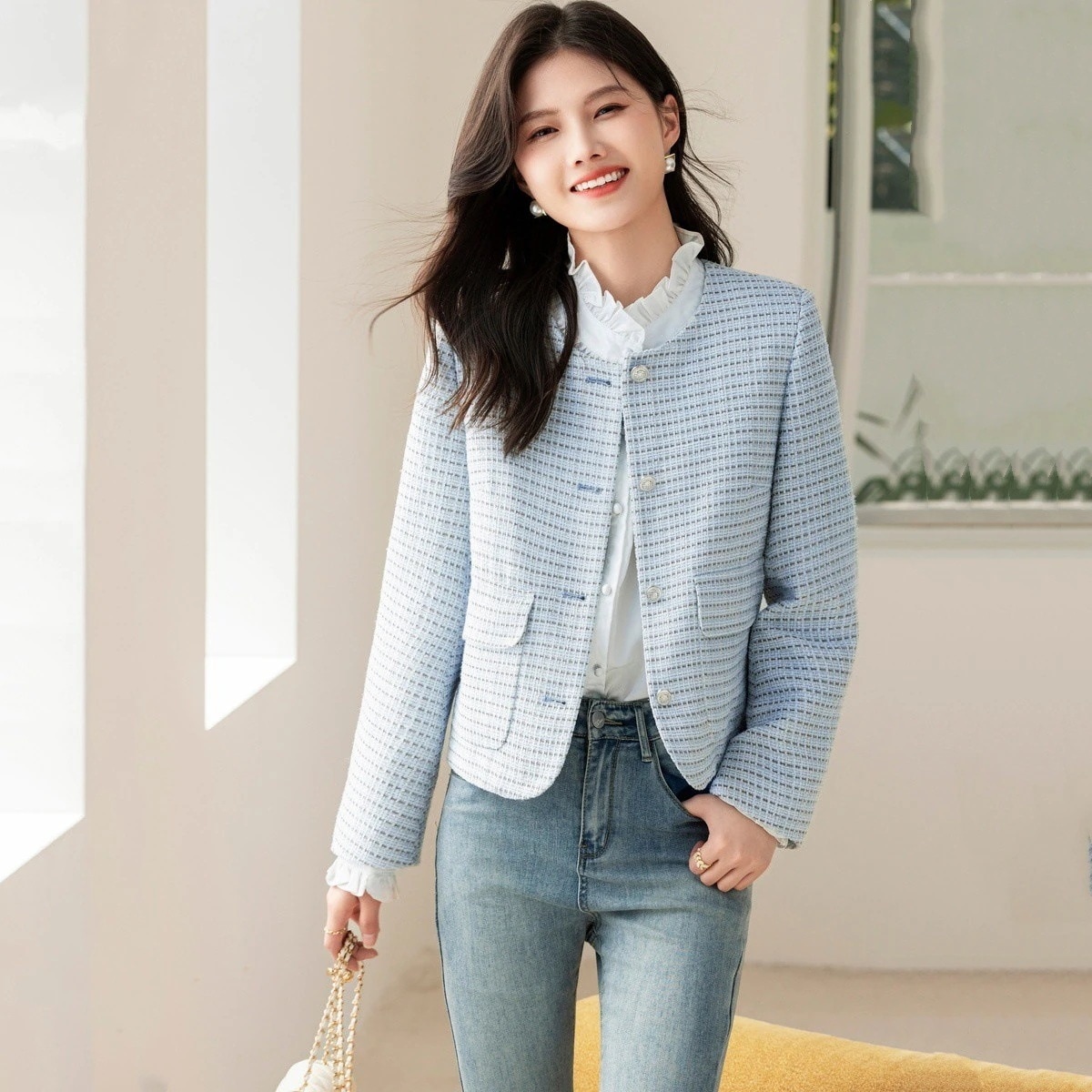 マウンテンパーカー ジャケットロングコート テーラード オーバーフィット スリット ポケット 初秋新作2025レディースミディアム丈カジュアル長袖カーディガン 5,514円