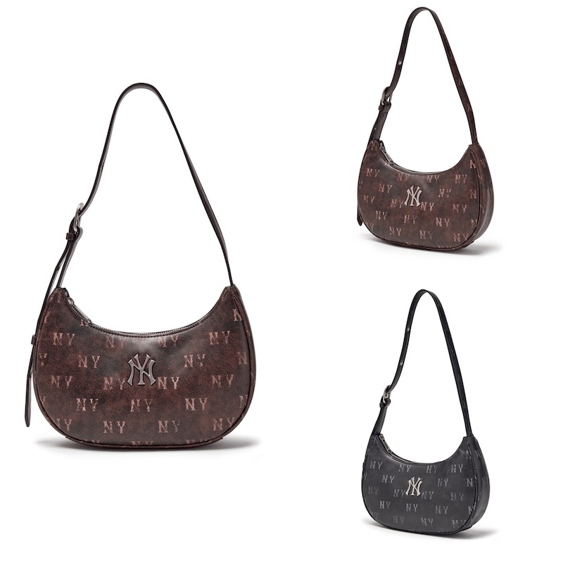 3ABQMV65N クラシックモノグラムビンテージ PU ホーボーバッグ ニューヨークヤンキース 正規品保証 関税負担なし 韓国限定販売