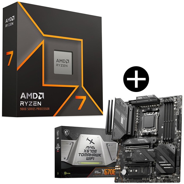 Ryzen 7 9700X W/O Cooler WOF (8C/16T 3.8GHz 65W) CPU + MSI MAG X670E TOMAHAWK WIFI ATXマザーボード セット