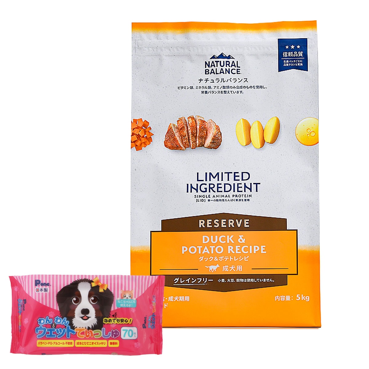 LIDグレインフリー 成犬用 ダック＆ポテト 5kg【わんわんウエットてぃっしゅ1個付き】