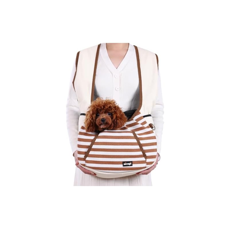 NATUYA 犬 抱っこ紐 スリング ペットバッグ ペットスリング 犬抱っこ紐 犬おんぶひも ドッグスリング キャリーバッグ 小型犬 ペット 猫 リュック型 キャリー 両手解放 (カーキ)