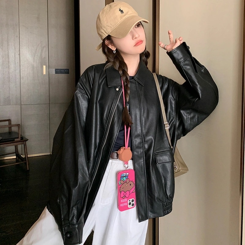 レザージャケット 春秋 新作 ヴィンテージ 小柄 カジュアル PUレザー バイカーアウター