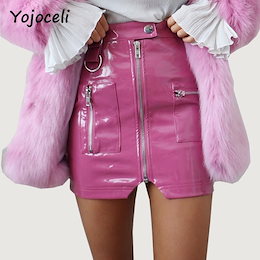 YojoceliセクシーなフェイクレザーPVCスカート女性ボディコンジッパーミニスカート新しい春ストリートウェア女性ショートスカート