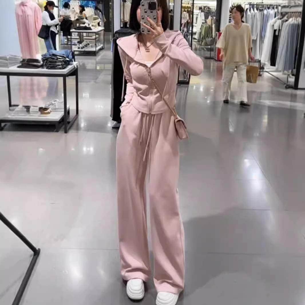 春秋新作 スウェット上下セット フード付き スウエット ワイドパンツ 2点セット パーカー セットアップ レディース