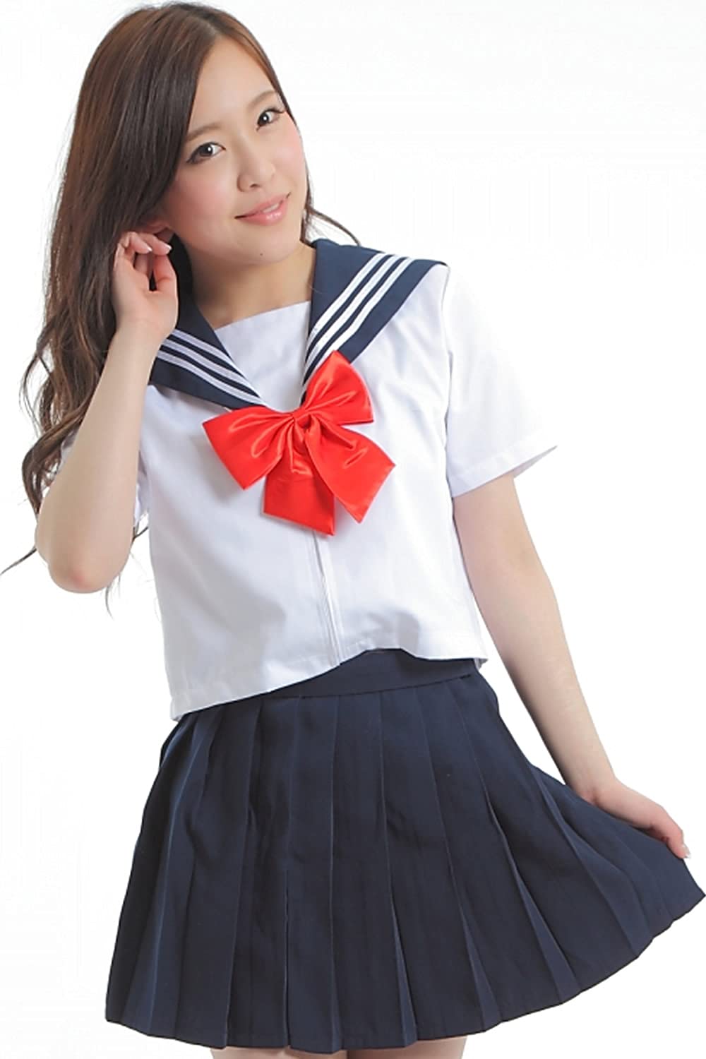 [ランティス] セーラー服 半袖 セット 女子高生 ハロウィン 制服 男女兼用 歓送迎会 XL 半袖白 赤リボン 53483