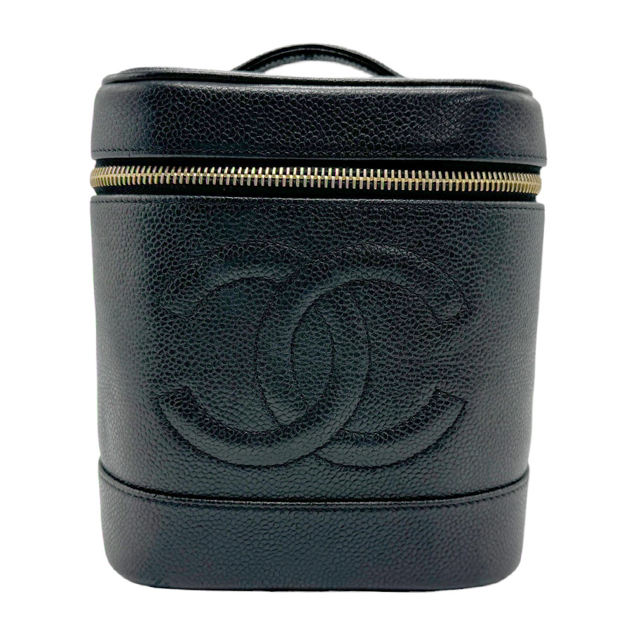 シャネル CHANEL ハンドバッグ バニティバッグ キャビアスキンレザー ブラック レディース n0042