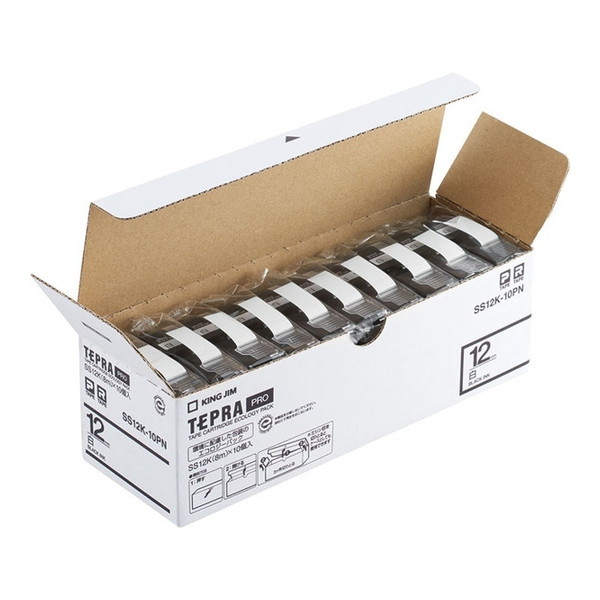 SS12K-10PN テプラPROテープ エコパック 白ラベル 12mm 10個入