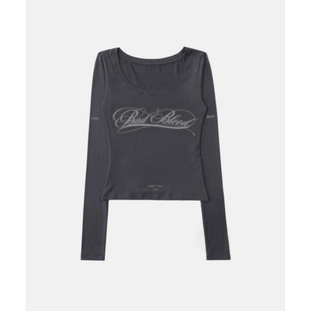 BADBLOOD Dark Classic Scoop Neck Long Sleeve Charcoal w