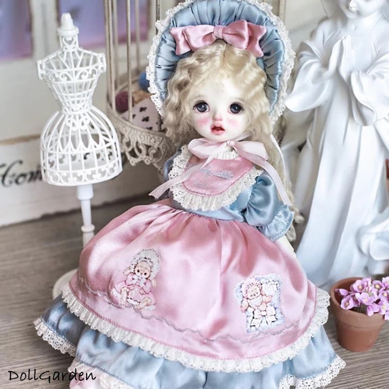 BJD ドール服 1/6 可愛いyosd洋服 『シルク兎』 ワンピースセット 帽子 幼SDサイズ球体関節人形用衣装セット