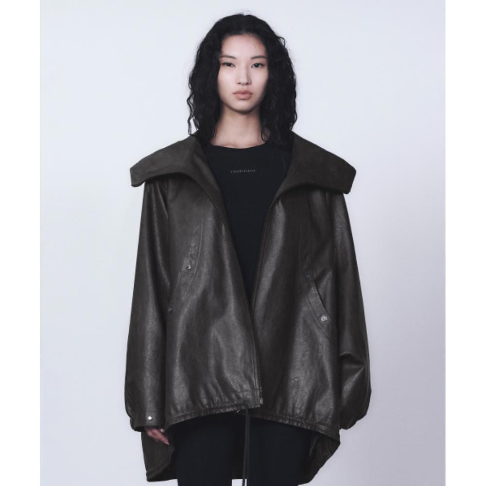 TREEMINGBIRD Over Fit Hoodie Leather Jumper Charcoal T