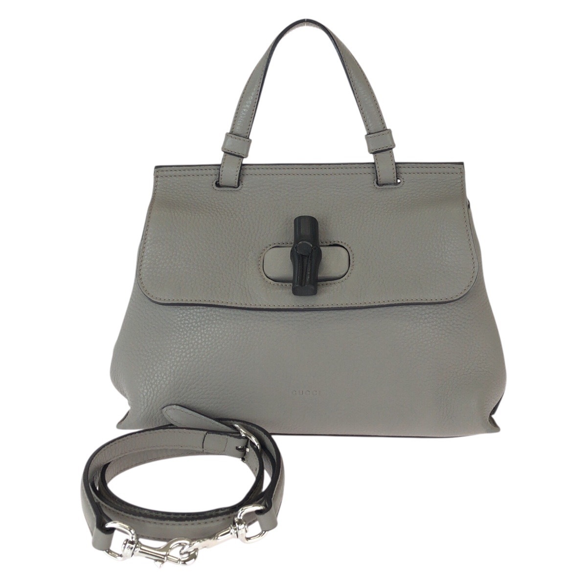 美品 バンブー デイリー 2way グレー シルバー金具 レザー 370831 ショルダーバッグ ハンドバッグ レディース 601167