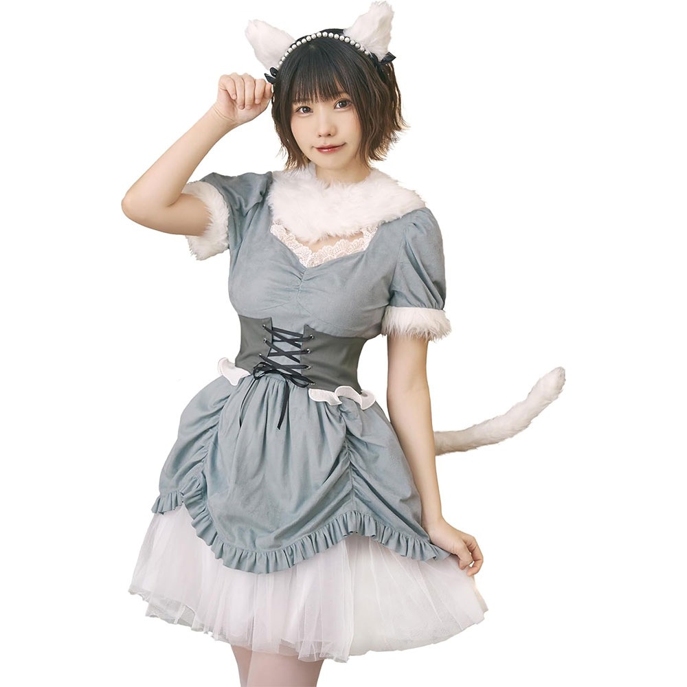 コスプレ ハロウィン アニマル ねこ ダスティコンフィ キティ レディース フリーサイズ ブルー[dustycomfy]