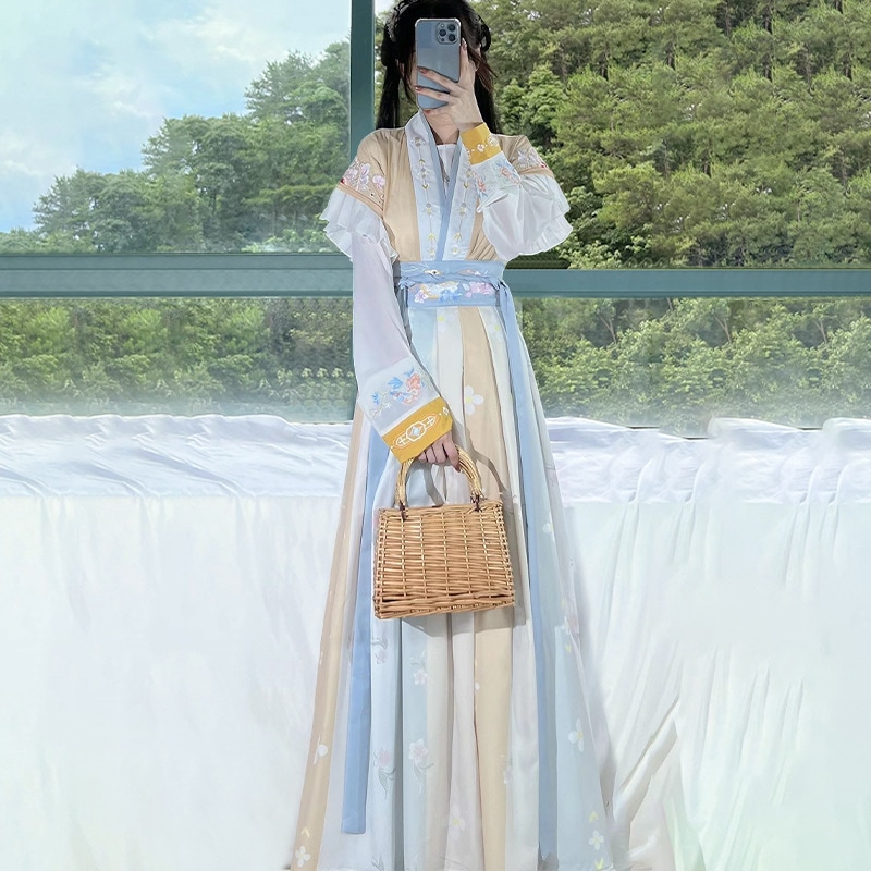 漢服女唐系唐北子重工業刺繍フルセットワンピース卸売超妖精中国風本格的オリジナル