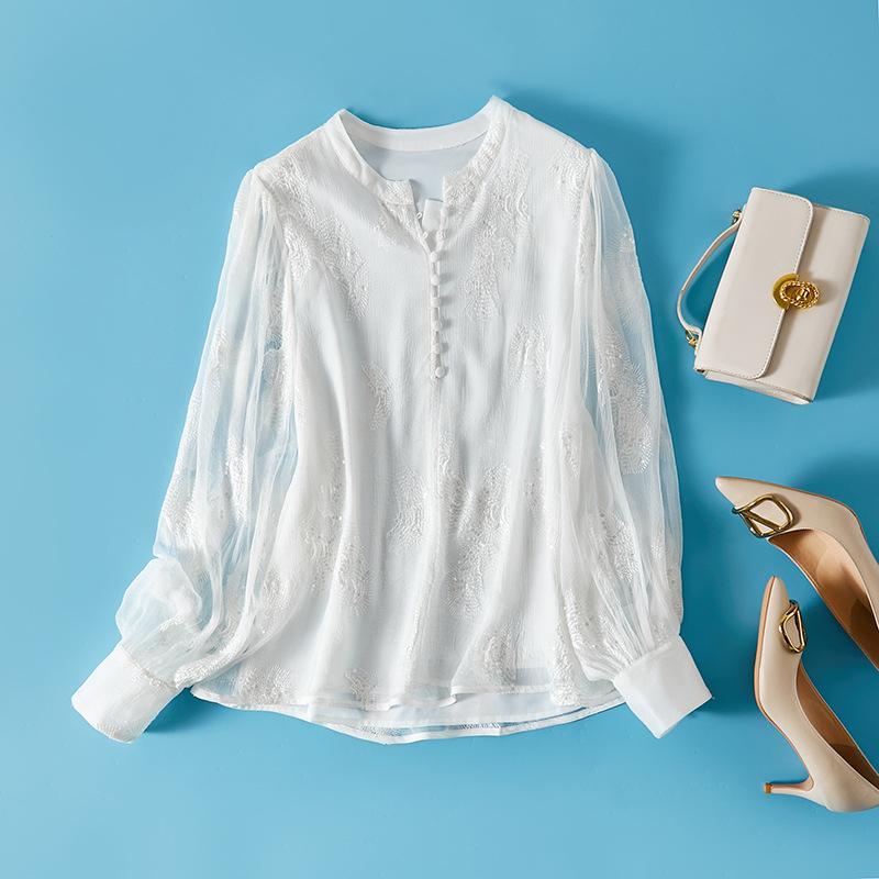 トップス シャツ レディース ファッション 重厚 刺繍 スパンコール ランタン スリーブ 精巧 日焼け防止 ウエスタン 夏