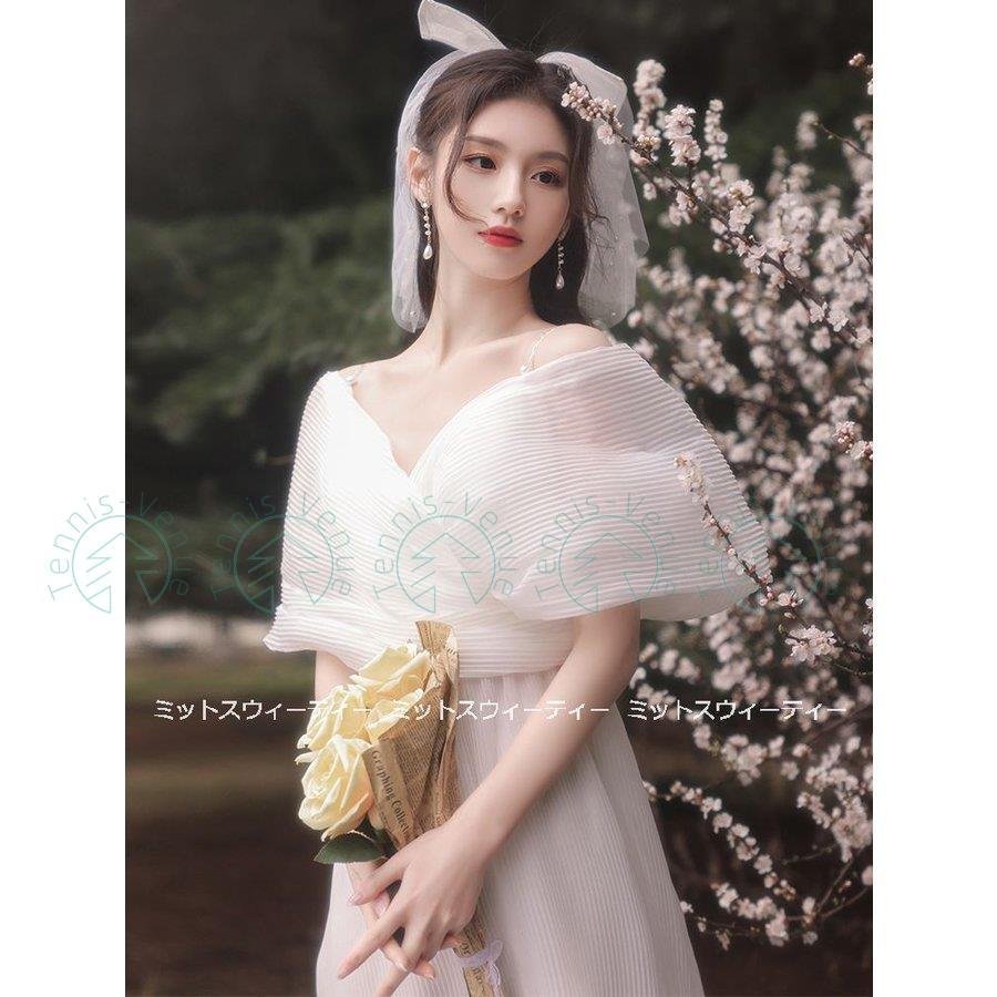 ウエディングドレス ロングドレス 二次会 花嫁 パーティドレス 結婚式 ウェディグドレス 白 ワンピ