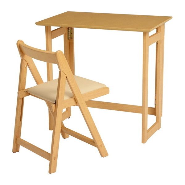 VCT-7699NA ナチュラル 折りたたみデスク&チェア メーカー直送