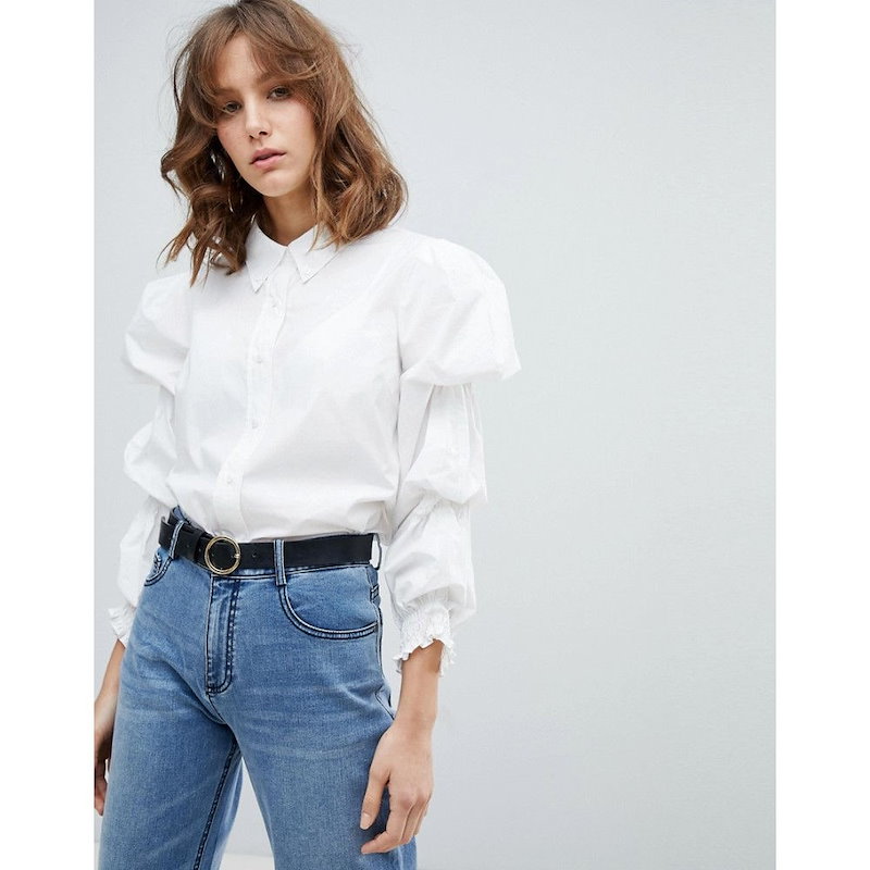 カレントエアー レディース トップス ブラウス・シャツ【Current Air Exaggerated Sleeve Shirt】White カレントエアー レディース トップス ブラウス・シャツ【Current Air Exaggerated Sleeve Shirt】White