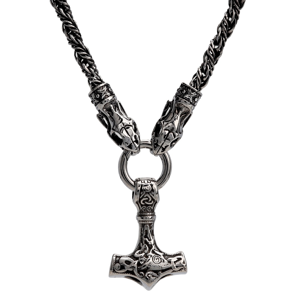 ステンレス スカルネックレス [n753]