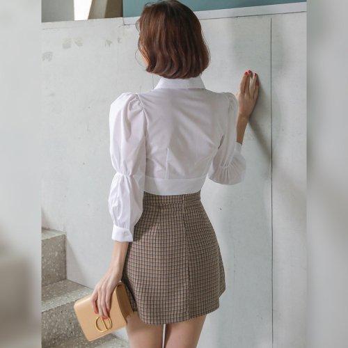 キャバドレス ナイトドレス ミニドレス セットアップ ツーピース 七分袖 チェック柄 ガーリー ギャザー プリーツスカート レディース グラシア