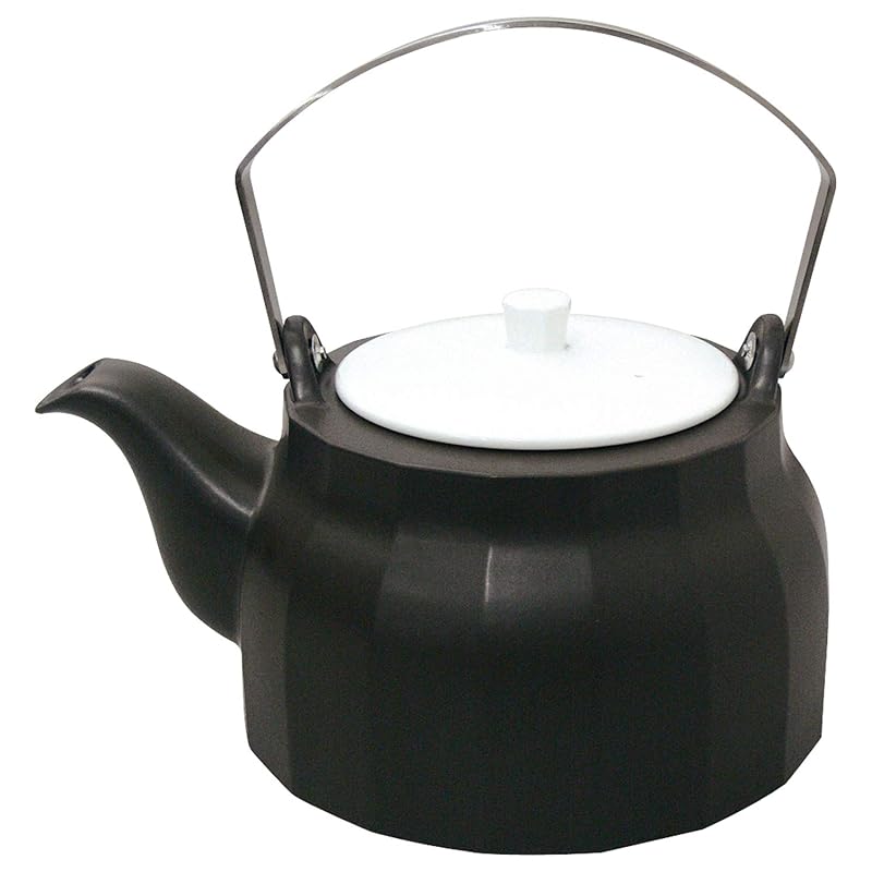 即納：スズ木 急須 ブラック 1.8L サーマテック IH対応ケトル 薬用土瓶 ストレート柄 7223-0590