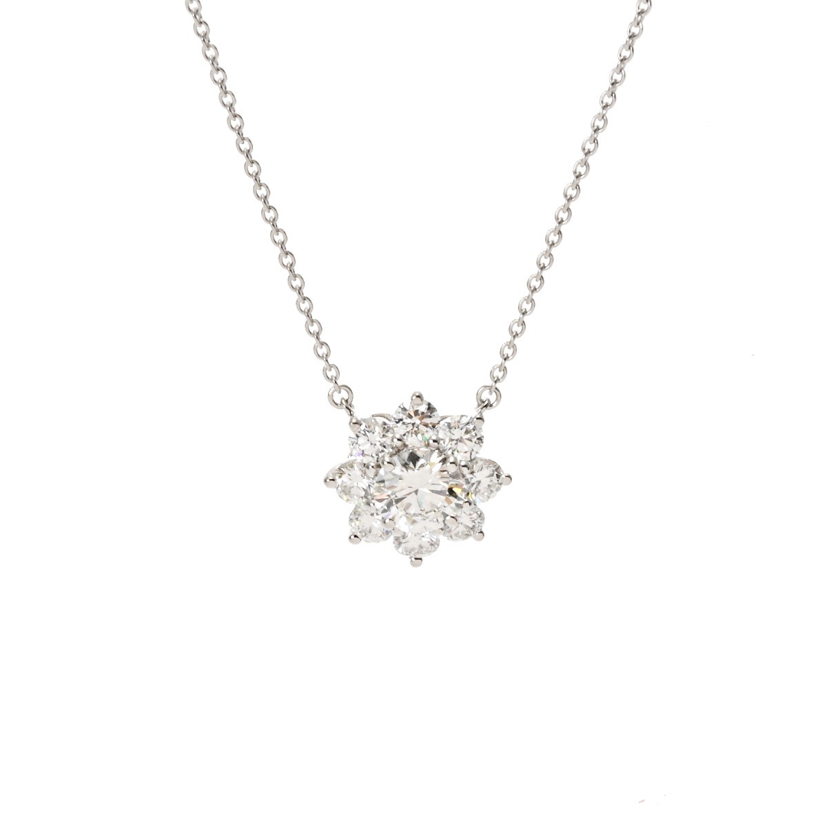 サンフラワー スモール ダイヤ0.72ct F-VS2-3EX レディース Pt950プラチナ ネックレス Aランク 中古 銀蔵