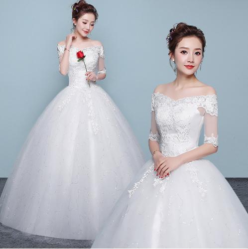 ロングウェディングドレスロング丈 エレガント/お花嫁ドレスブライド結婚式披露宴フォマールドレスパーティー二次会ドレスチュールドレス前撮りドレス　写真撮影　司会ドレス　ベールパニエグローブカバー 5,140円