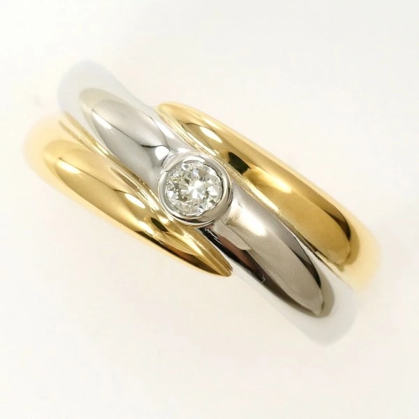 PT900 プラチナ K18YG リング 指輪 10号 ダイヤ 総重量約3.6g ジュエリー 中古