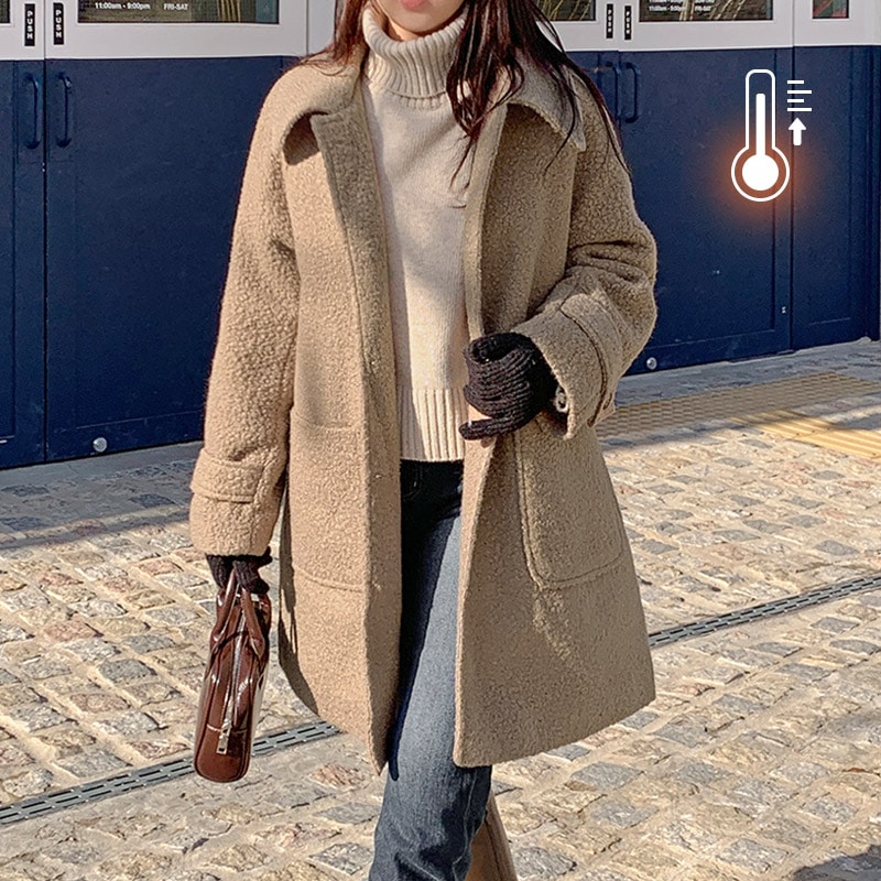 [tct0127] 韓国ファッションブックルヌービームシングルハーフコート