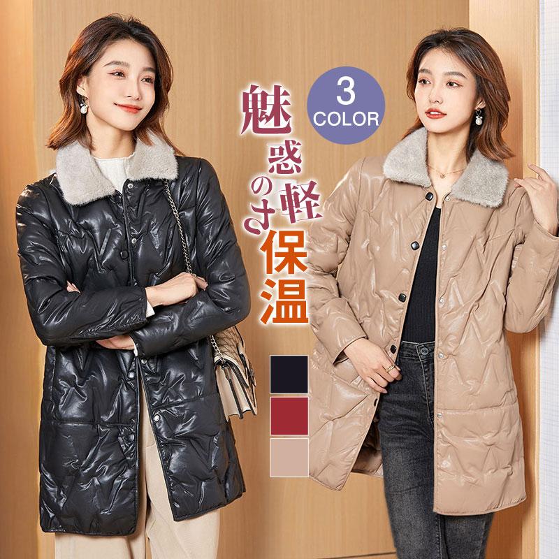 中綿ジャケットレディースPU防風OL体型カバー着痩せ革防寒服アウトドア人気暖かいアウターカジュアル保温秋冬