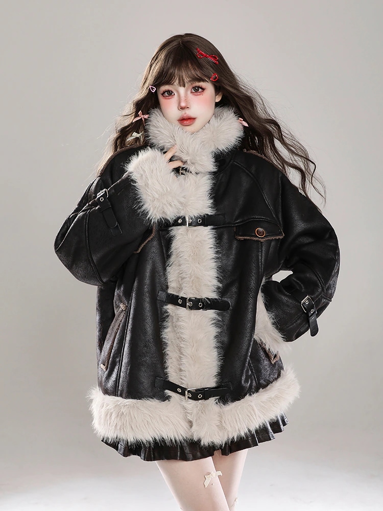 あったか シルエット韓国ファッション 長袖トレンド 2025 秋冬ふっくら中綿 レトロサイズ ボアジャケット レディース フェイクファー ファー厚手 アウター暖かい羽織るかわいいジップアップ 防寒