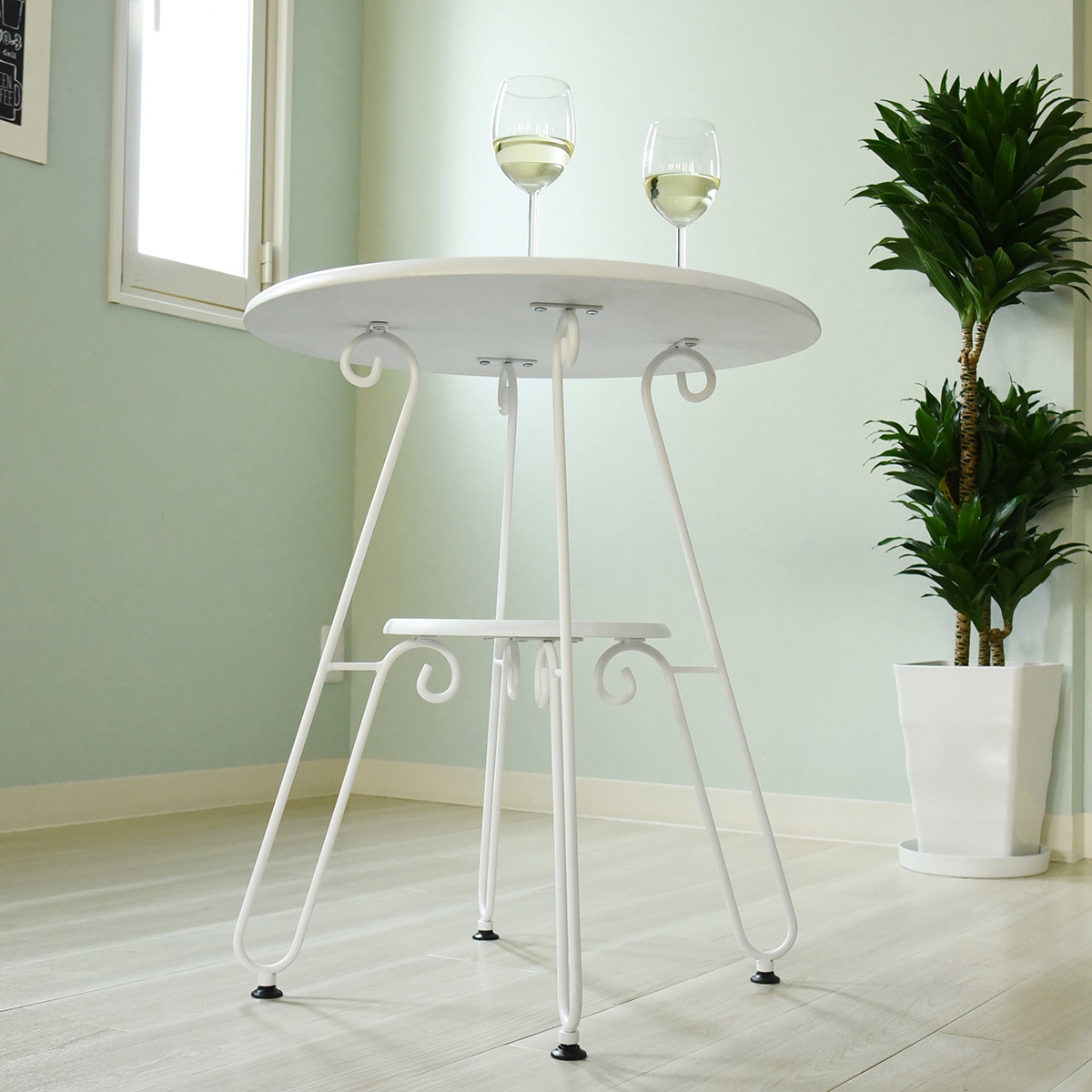 高級品市場 カフェテーブル 幅60cm アンティーク風 丸テーブル ロートアイアン 高さ70cm テーブル