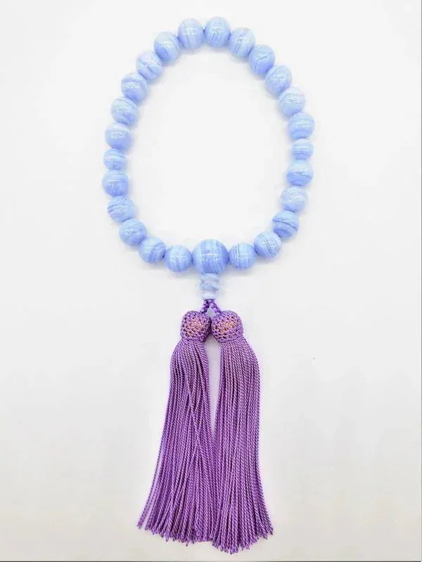 数珠 冠婚葬祭 宗教用品 キッチン 日用品 文具 天然石 お念珠 ブルーレースアゲート 片手用 正絹 9,931円