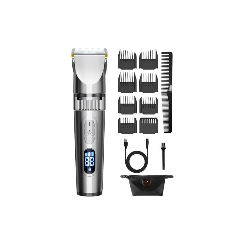 バリカン メンズ 電動バリカン 【2024改良モデル】 ヘアカッター 散髪用 3段階スピード調節 0.8-2.0mm対応 IPX7 防水 水洗い可 自動研磨 ledディスプレイ 低騒音 セルフカット