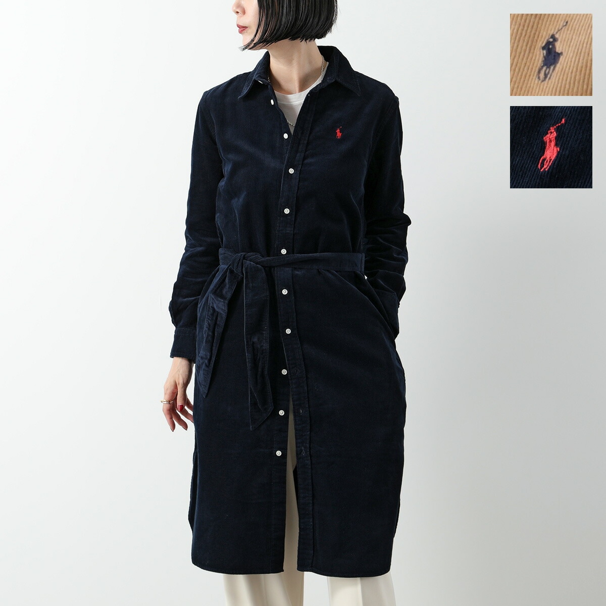 Polo Ralph Lauren ポロラルフローレン シャツ ワンピース N CORY DR-LONG SLEEVE-DAY DRESS 211941474 レディース コーデュロイ 長袖 ロング丈