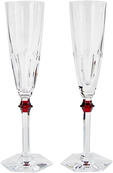 2807194 ペア アルクール イヴ レッドボタン シャンパンフルート クリスタルガラス 24.5cm 客数/2