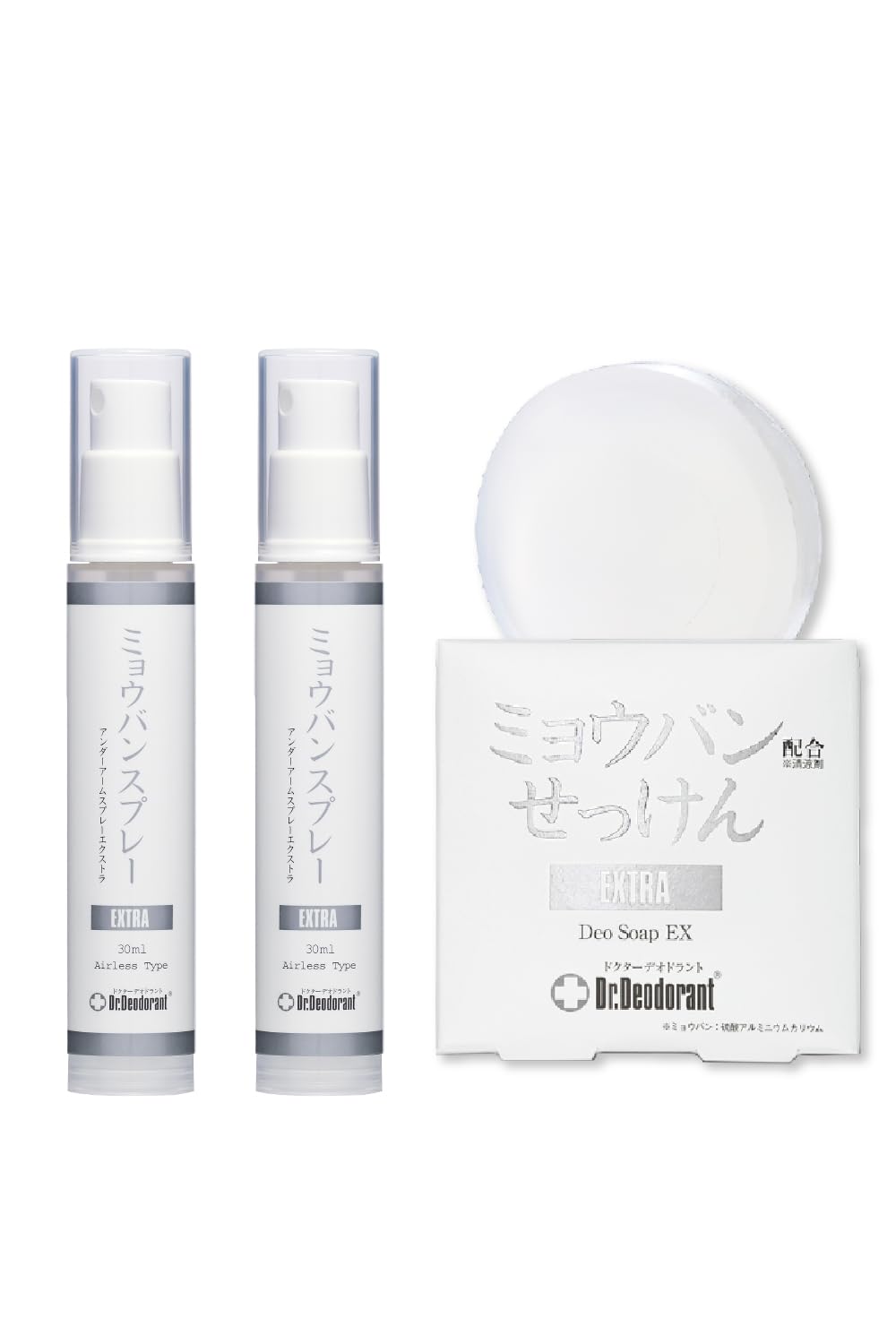 わきが対策 脇の匂い 足の匂い ミョウバンスプレーex 【医薬部外品】薬用ミョウバン石鹸ex ドクターデオドラント パーフェクトデオドラントセットEX (スプレー2本 せっけん1個セット)