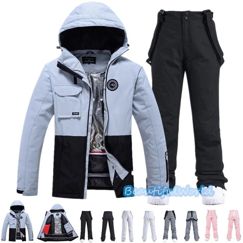 スノーボードウェア上下セットスキーウェアメンズレディースセットアップ男女兼用スノボウェアスノーボードジャケットパンツ撥水防風保温雪遊び暖かいH