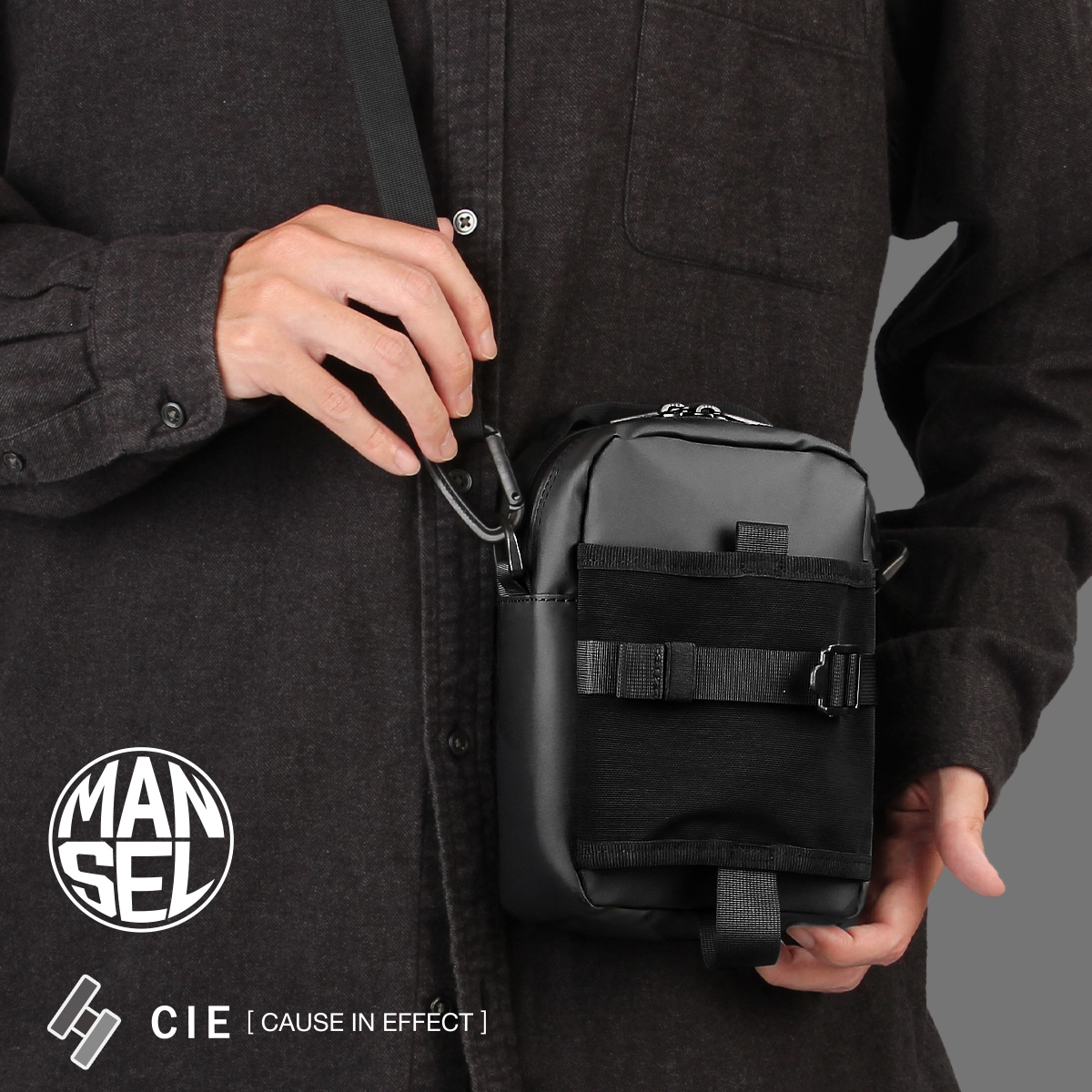 CIE × マンセル 限定コラボ ショルダーバッグ メンズ レディース ペットボトル ミニ 小さめ 斜めがけ 防水 ポーチ シー GRID3 032067