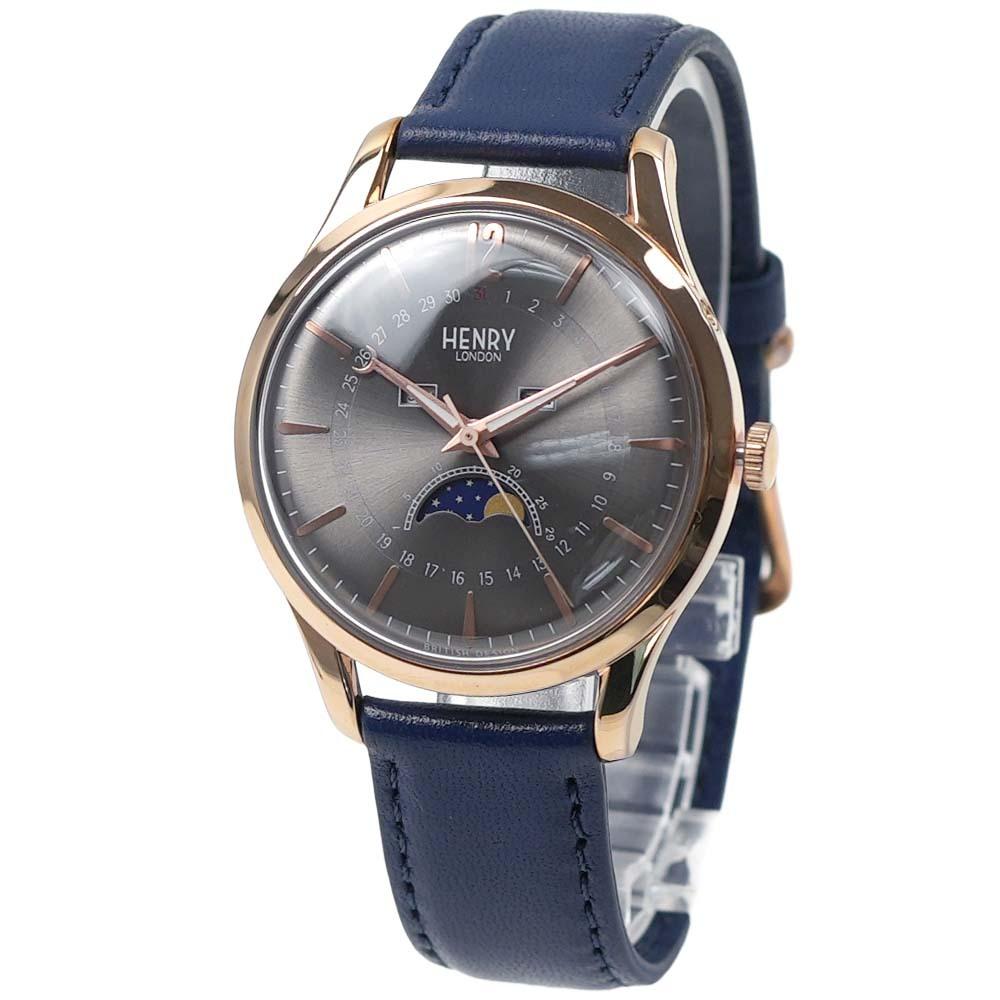 [訳ありアウトレット] ヘンリーロンドン 腕時計 レディース ムーンフェイズ レザーベルト HENRY LONDON HRL-HL39LS0388 HRL-HL39-LS-0388