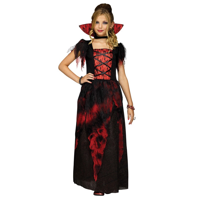 コスプレ 仮装 伯爵夫人 子供用 L 【 コスプレ 衣装 ハロウィン 仮装 コスチューム 子供 ドレス キッズ ドラキュラ ヴァンパイア パーティーグッズ バンパイア こども 子ども用 吸血鬼ドレス