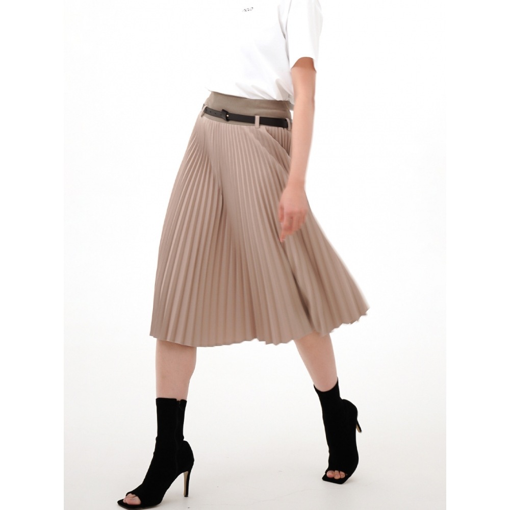 ACUD ベンディングプリーツスカート ベージュ 13,844円