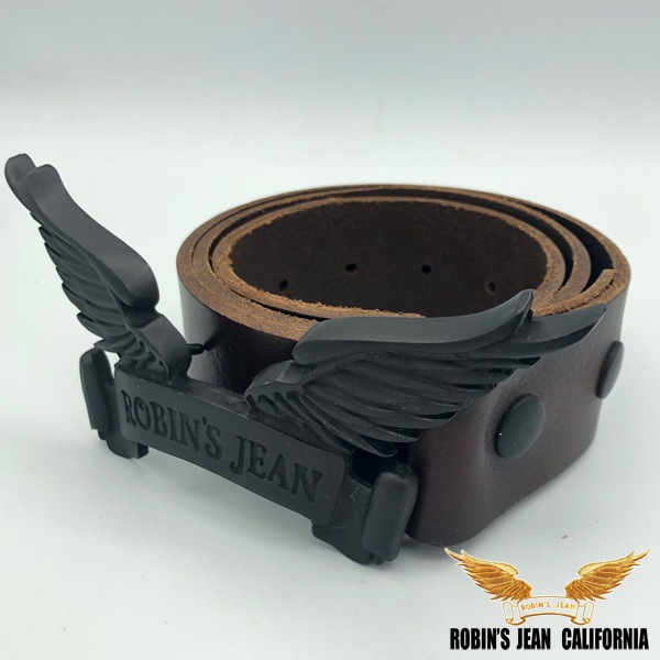 ロビンズジーン ベルト 06-05 ROBINS JEAN メンズ レディース レザーベルト ブラウン ウイング バックル ブラック ロビンジーンズ safari サファリ LEON レオン