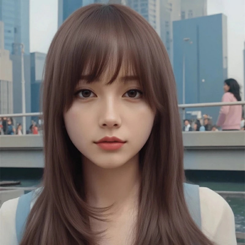 フェザーロングレイヤー春夏専用・涼感ウィッグヤキストレート前髪あり 55cm/22inファッションウィッグかつら日常＆パーティー＆コスプレに最適