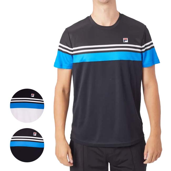 ＵＳサイズ FILA(フィラ) 2023 メンズ MALTE(マルテ) カラーブロック 半袖Tシャツ FBM231014E(23y11mテニス)