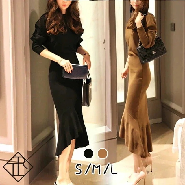 【急速出荷!】ワンピース レディース ニットワンピース 秋冬 ロングワンピース 長袖 秋 ニット ワンピース 大きいサイズ ワンピース ひざ丈 大人可愛い 可愛い かわいい おしゃれ 綺麗 きれい キ