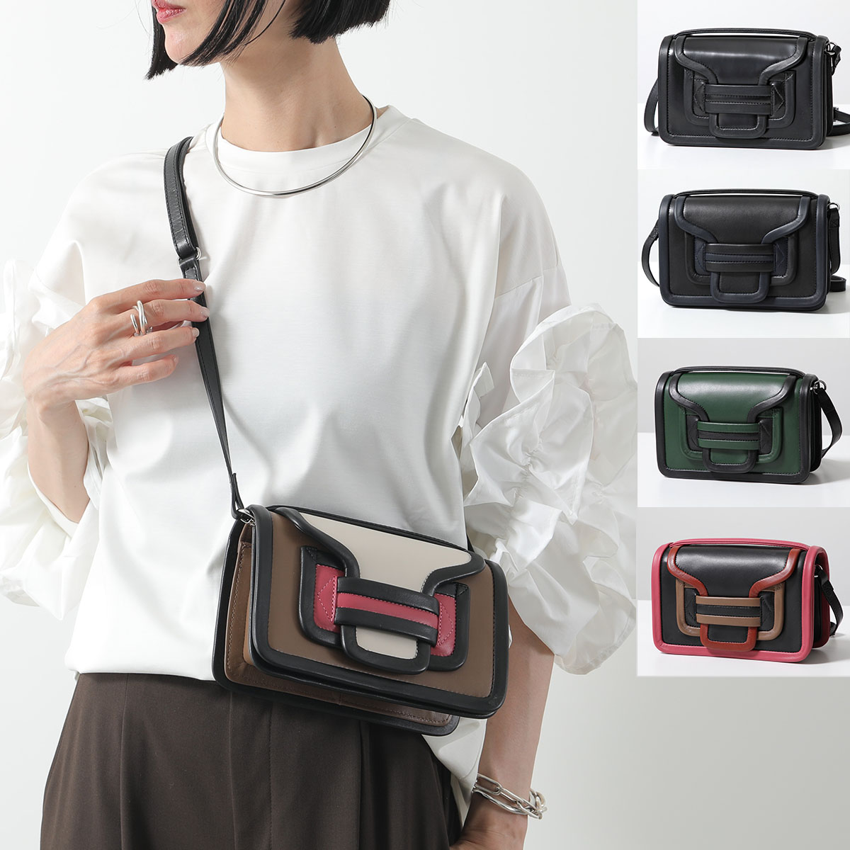 PIERRE HARDY ピエールアルディ ハンドバッグ ALPHA アルファ QV08 レディース レザー ポシェット ショルダーバッグ 鞄 カラー5色