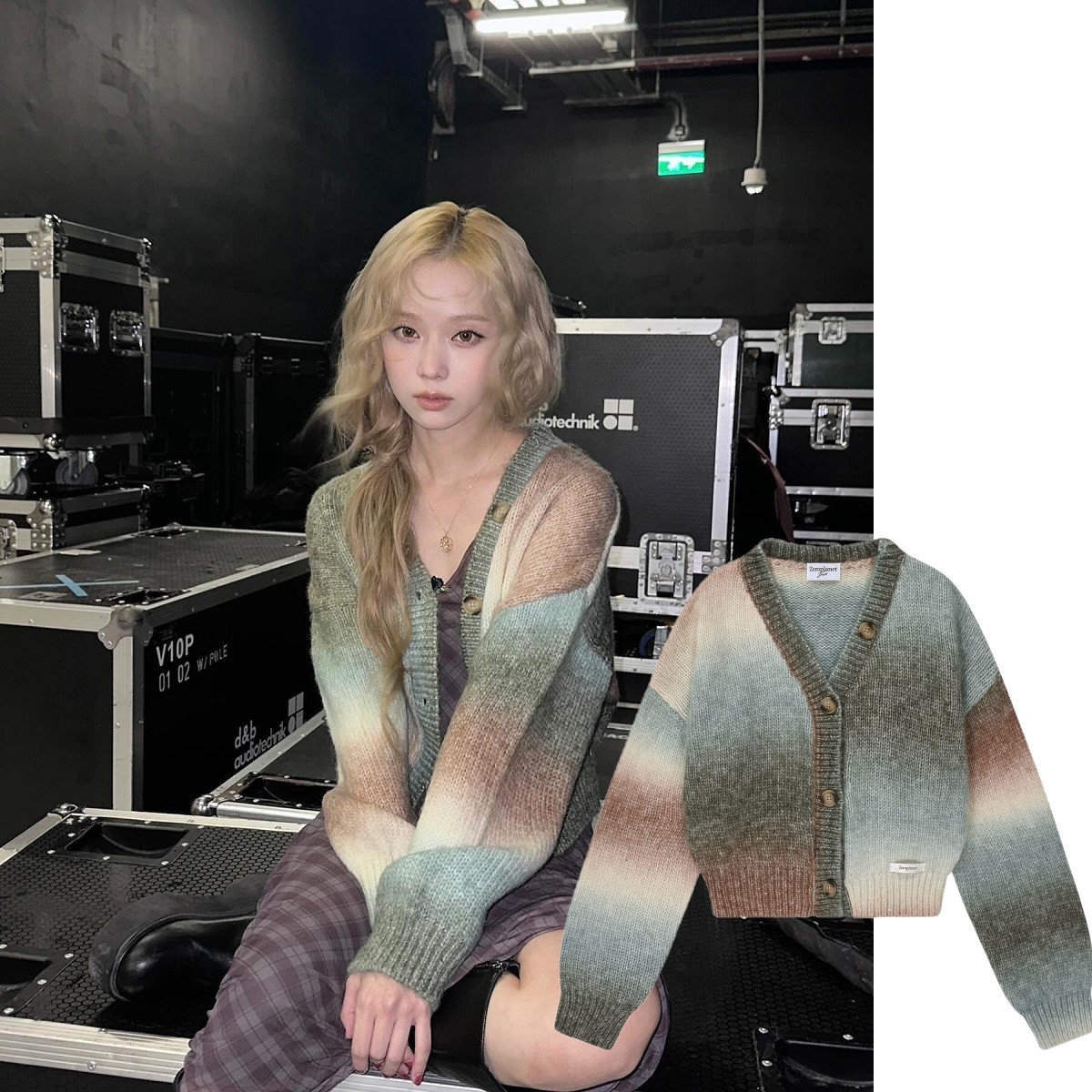 [aespa Winter 着用] ノラ ツーウェイ ボタン カーディガン [FOREST]