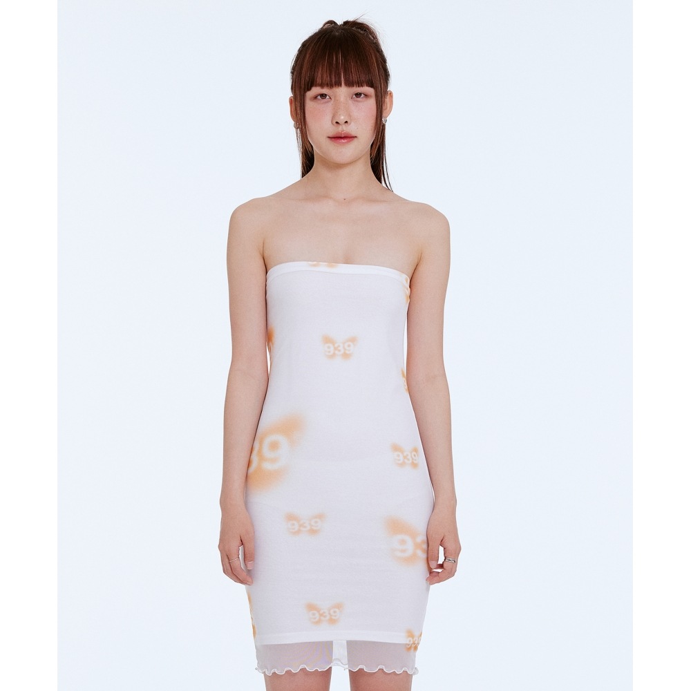 ARCHIVE BOLD【アーカイブボールド×スタンピニー】ロゴ柄チューブドレス（オレンジ）