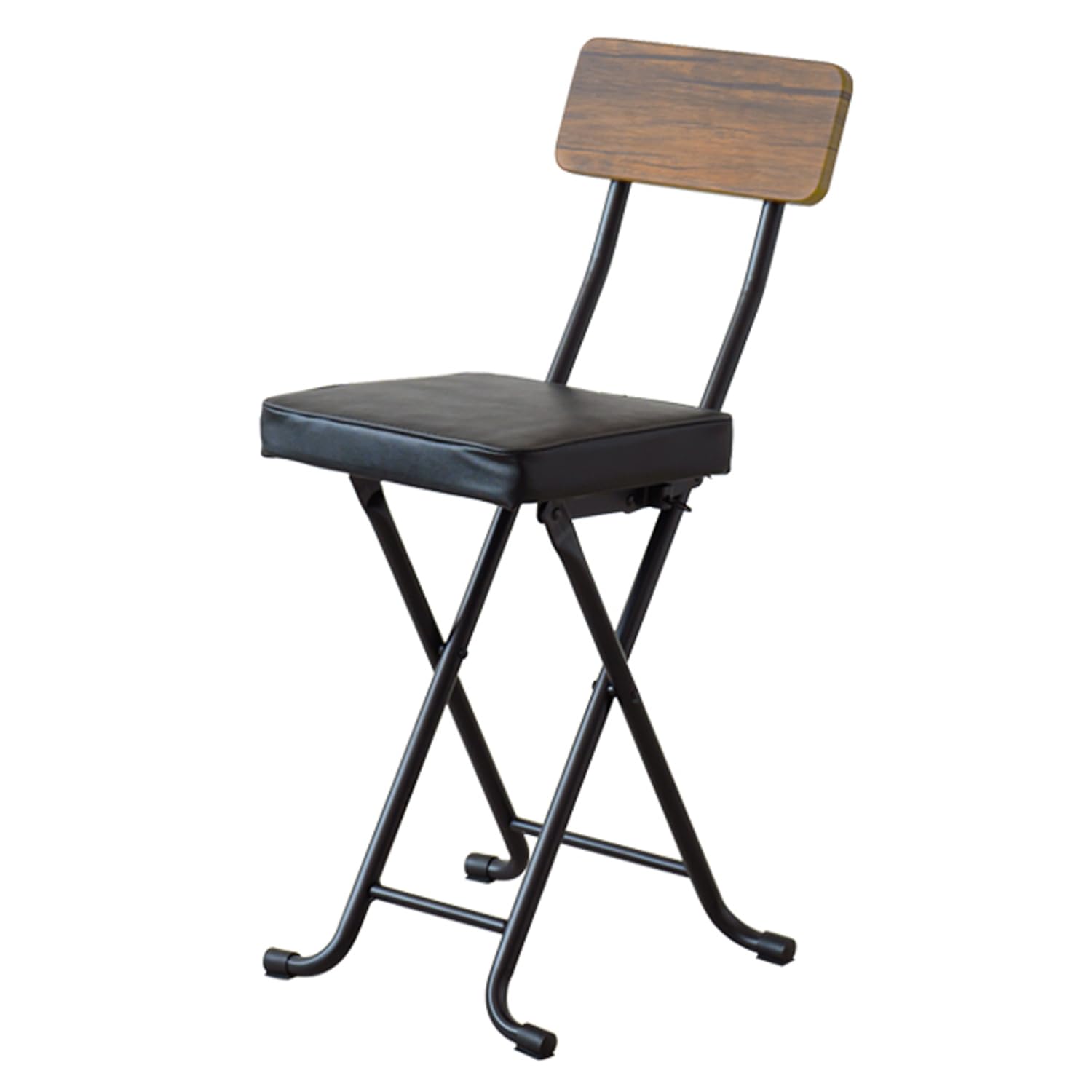 永井興産 折りたたみチェア パイプ椅子 幅35×奥行44.5×高さ74cm ブラウン 合成皮革 背もたれ付き 完成品 ヴィンテージクッションチェア NK-031