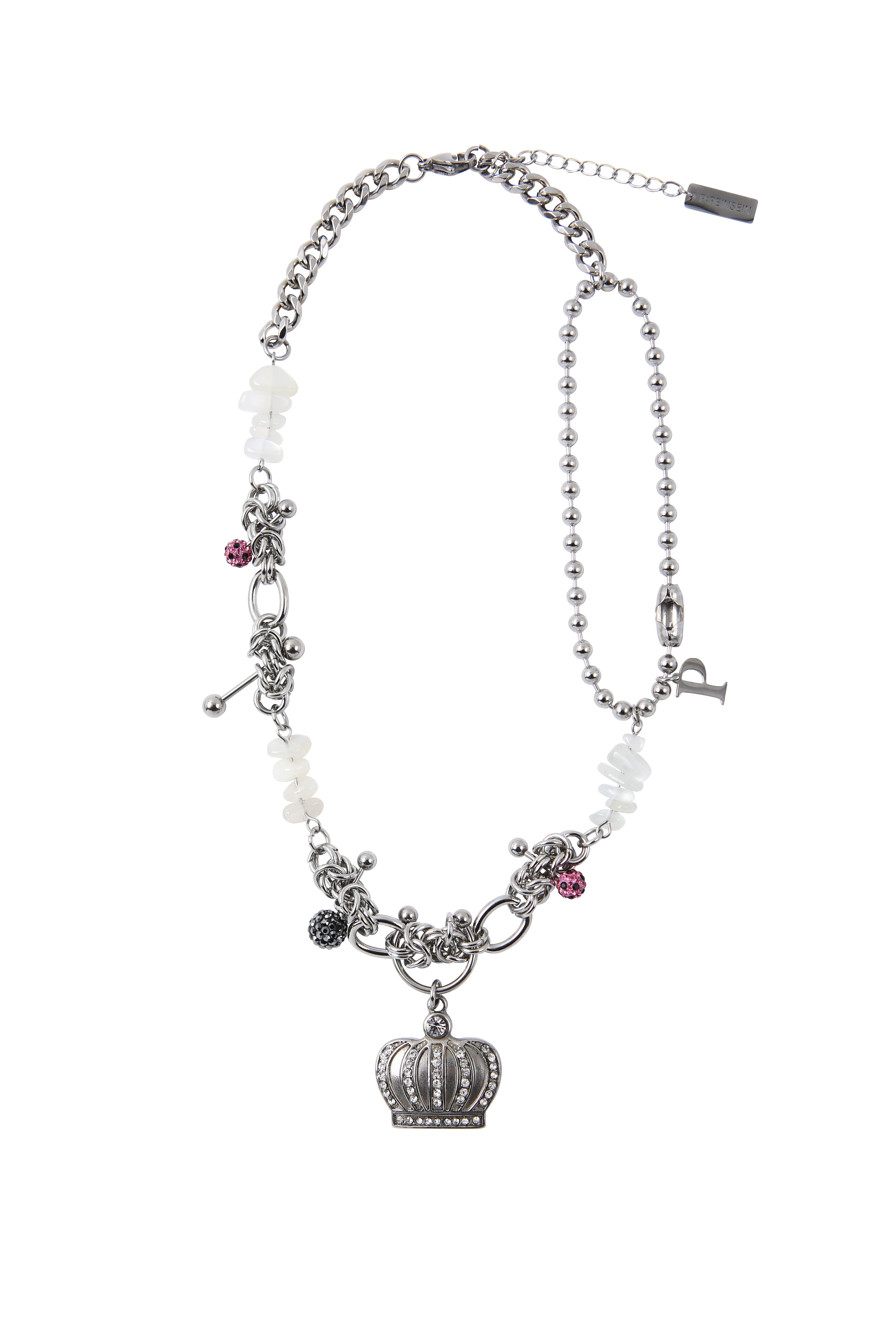 큐빅 크라운 피어싱 믹스 체인 네크리스